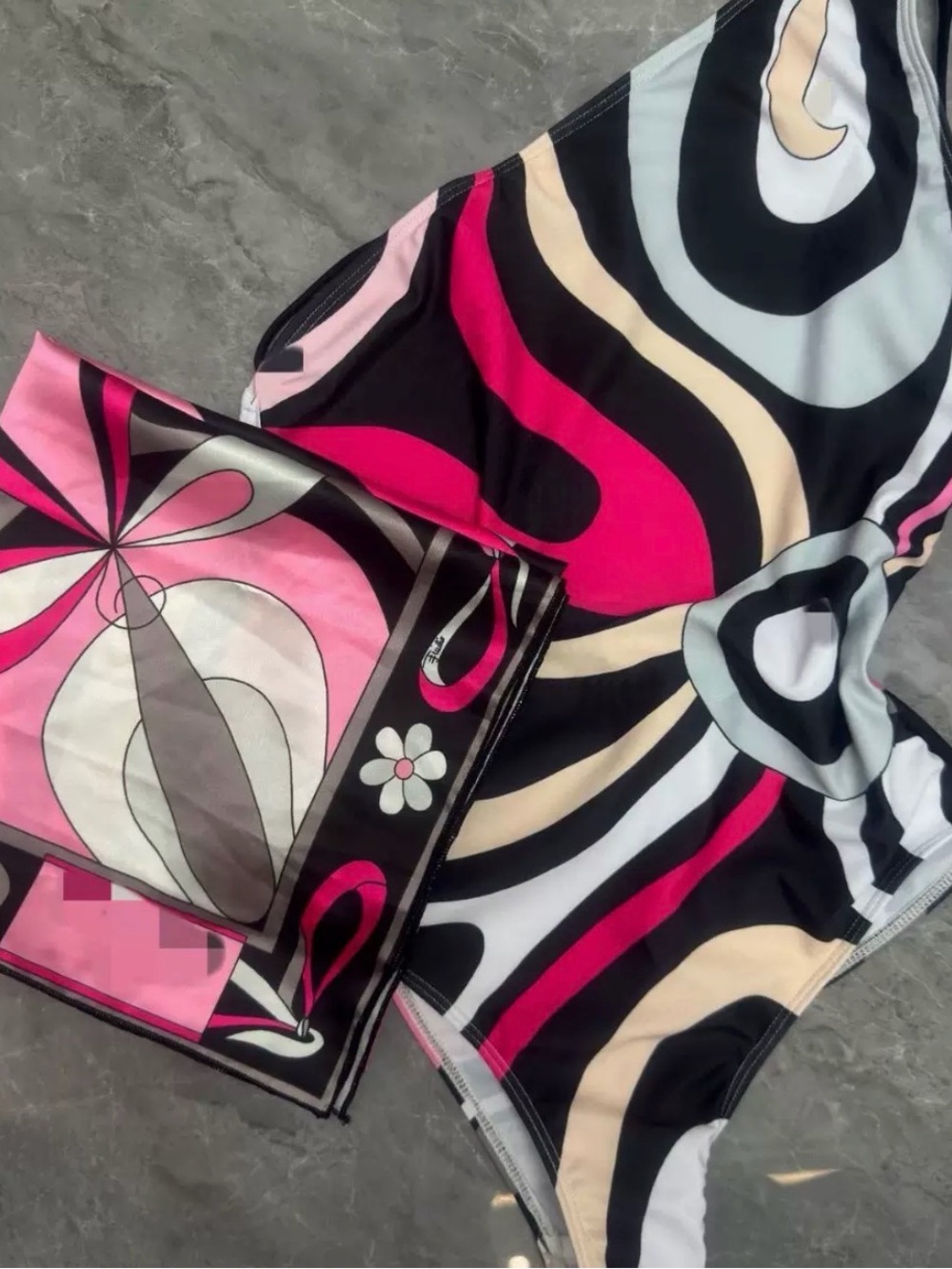 Pucci Iride one-piece swimsuit with head scarf